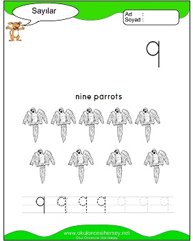 okul öncesi 1 sayısı çizgi çalışması